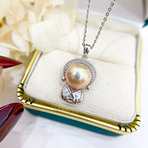 Pendentif en argent S925 de marque WENCHI, style Bouddha, petit collier à breloques, perles de 10-11 mm, accessoire perles lâches de qualité 30714 - Product Image 3