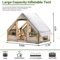 Tente de camping gonflable hermétique à deux chambres en tissu Oxford, tente de glamping gonflable pour 5 à 6 personnes, grande tente familiale pour le camping en plein air