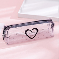 Sac à crayons Transparent en PVC, pochette à fermeture éclair, étui à stylos de rangement en plastique étanche