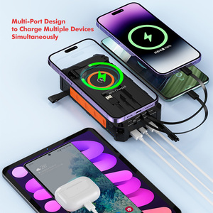 סוללת גיבוי ניידת אלחוטית מהירה 20000mAh עם טעינה סולארית, ידנית, Micro USB, עמידה במים, עם צג LED ופנס SOS - Product Image 5