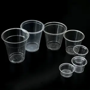 8 10 12 14 16 20 24Oz 98Mm Nek Aangepaste Bedrukking Pe Cup Voor Koude Dranken Met Koepeldeksels Platte Deksels Wegwerp Plastic Bekers