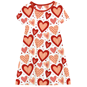 Boutique all'ingrosso abiti stampati su misura per bambini Casual per bambini in tessuto <span class=keywords><strong>di</strong></span> bambù manica corta abito estivo per bambini 6 7 9 anni - Product Image 1
