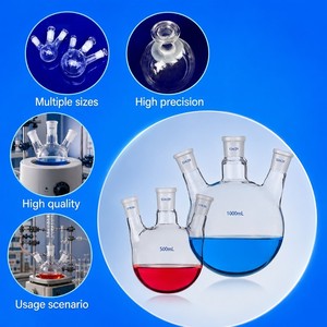 Flacon de réaction à Quartz <span class=keywords><strong>Schlenk</strong></span> à fond rond en verre, à 3 cols, Airfree, 25 ~ 2000Ml - Product Image 2