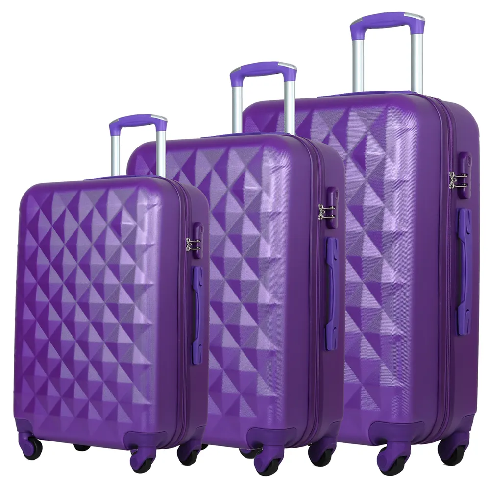 Léger Valises 4 roues bagages Violet Coque Souple Extensible sacs de voyage 
