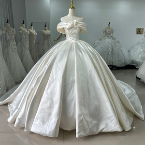 Jancember XS080 Boho Satin Off Shoulder Bridal Wedding Dresses for Women - Product Image 1