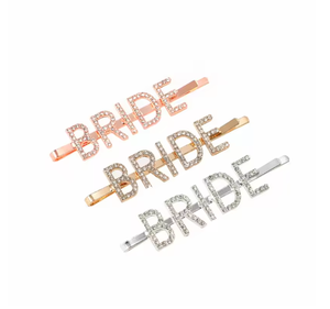 Pinza para el pelo con diamantes de imitación y purpurina oro rosa para el equipo de la novia, ideal para despedida de soltera, boda, o decoración de fiestas. - Product Image 1