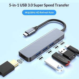 Adaptateur multiport Type C 5 en 1 en aluminium pour HDTV 2.0 4K, chargeur PD 100W, hub USB 3.0 2.0, <span class=keywords><strong>accessoires</strong></span> pour <span class=keywords><strong>ordinateur</strong></span> <span class=keywords><strong>portable</strong></span> MacBook - Product Image 1