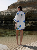 Dress Factory Nouvelle Collection Été 2026 Ensemble Jupe Courte Imprimée Respirante à Manches Courtes pour Femme, Style Européen Américain, Tenue Quotidienne 100%