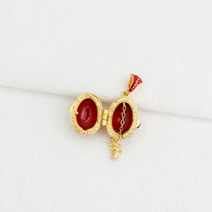 SHINNYGIFTS Colgante de Huevo Fabergé de Cobre Esmaltado, <span class=keywords><strong>Collar</strong></span> de Joyería de Moda con Incrustaciones de Cristal y Borla - Product Image 4