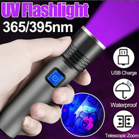 Lampe torche UV à zoom rechargeable par USB, lumière LED UV portative avec corps en alliage d'aluminium, indice IP55, 3500LM, intensité réglable