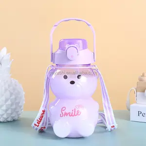 Bears 1300ml High Quality Cute Bears Water Bottle Summer Students Portable Plastic Large Capacity Kettle Water Bottle With Straw