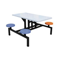 Ensemble de table et de chaises de salle à manger commerciales modernes en acier, avec plateau en bois et structure en fibre de verre, pour restaurants et écoles