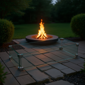 Protector de viento de vidrio GL5101 para braseros, pantalla antichispas moderna independiente, escudo protector para fuegos al aire libre - Product Image 2