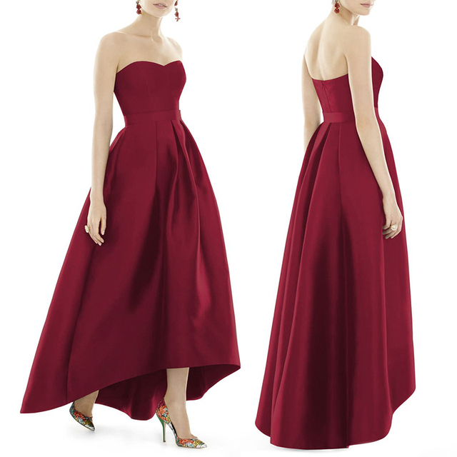 Elegant Ladies Gowns for Women Dress Long Satin Off Shoulder Red Ball Gown Evening Dresses