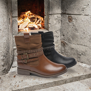 Bottines en daim pour femmes, bottines classiques Martin, fermeture éclair, talon épais, bout rond, pour l'automne et l'hiver - Product Image 3