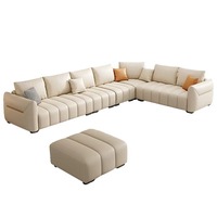 Sofás de Cuero Blanco Crema Modernos de Alta Gama para Sala de Estar, Venta al por Mayor, Muebles de Sala de Estar, Juego de Sofás Seccionales