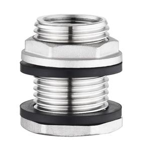 Accesorio de mamparo de tanque de acero inoxidable 304 con 2 anillos de goma Doble 1/2 "hembra NPT y 3/4" macho GHT - Product Image 1