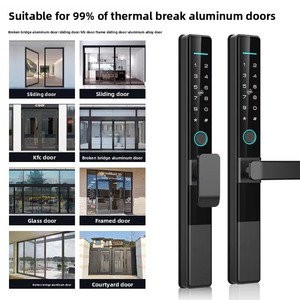 Serratura Intelligente a Doppia Impronta Digitale Impermeabile IP65 per Porte Scorrevoli in Vetro con Taglio Termico in Alluminio per Esterni - Product Image 3
