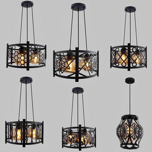 Prezzo all'ingrosso Design semplice Vintage Hotel soggiorno cucina isola pranzo nero sospensione in ferro moderno luce pendente con Buld - Product Image 1