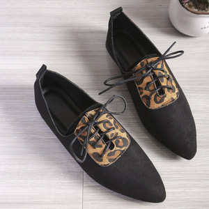 Casual Leopard Print <b>Flat</b> Lace-up Shoes Autumn New Arrival Elegant <b>Pointed</b> <b>Toe</b> Fashion Plus Size Beanie Shoes for Women - Product Image 6