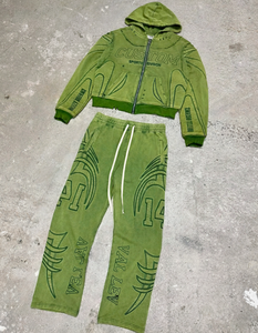 Conjunto de Moletom com Bordado Personalizado e Capuz Y2K, 2 Peças, Conjunto de Moletom Oversized com Lavagem Enzimática e Capuz com Zíper - Product Image 6