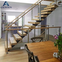 Escalier en métal sur mesure à poutres carrées, escalier moderne en métal pour intérieur résidentiel