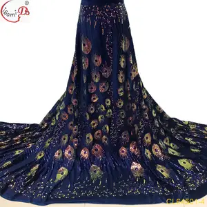 Mới Con Công Thời Trang Lông Hoa Sequins Trên Nhung Lisami Ren Vải Nhung Thêu Vải Cho Rèm Cửa CL64501