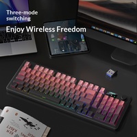 Teclado de Membrana Inalámbrico Ergonómico Langtu L98 con Tres Modos RGB para Juegos y Oficina, Silencioso para Laptop