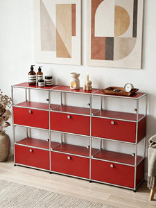 Luxury Bauhaus Modular <b>Sideboard</b> Mid-century Modern Stainless Steel 3-shelf Living Room <b>Storage</b> Shelving Cabinet - Product Image 5