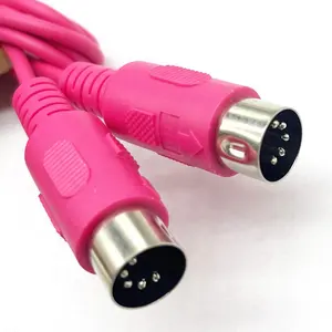 Kabel Midi Din 5 Pin Din merah muda terang untuk sistem Audio kabel Keyboard musik