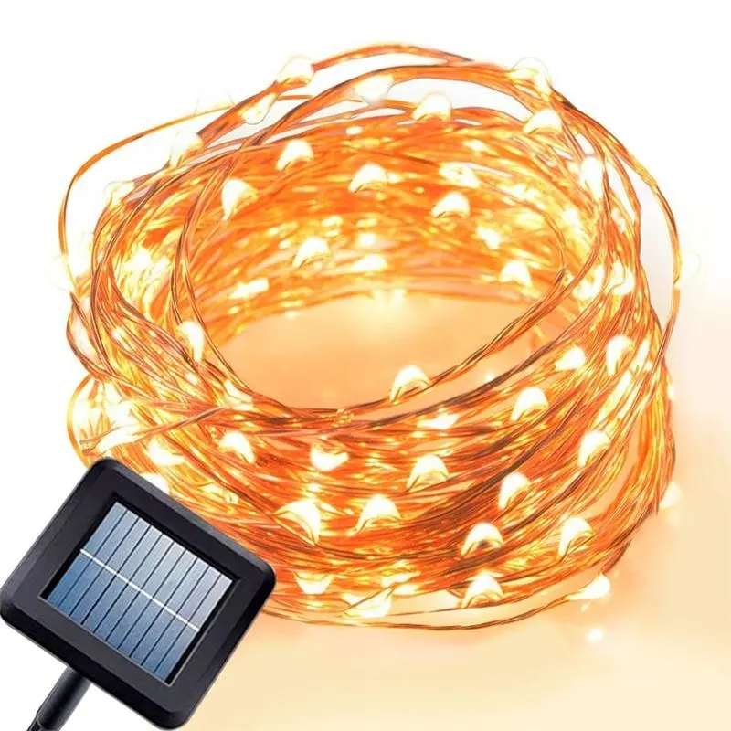 Outdoor 100 LED Copper Wire Solar Powered Fairy Lights Decoration lighting IP55Waterproof String Lights for House /Garden