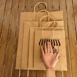 Bolsas de Papel Kraft Personalizadas con Asa para Alimentos, Empaque para Llevar para Panadería, Café, Leche, Té, Bolsas de Papel Reciclables con Logotipo Impreso para Almuerzo - Product Image 4