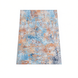 Tapis moderne abstrait rectangulaire 5x8, noué à la main en laine et soie, lavable en machine, antidérapant, pliable pour salon - Product Image 1