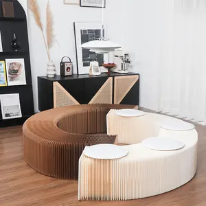 Callfeny 32/42cm 250gsm Paper Bench With PU Pad Accordion Paper Bench Paper Chair Foldable Furniture Home Decoration