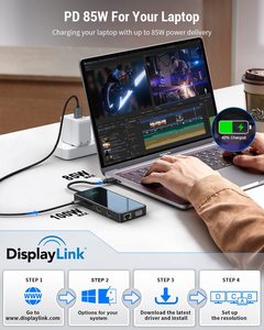 11 En 1 Triple pantalla USB C Hub 2 puertos Multi-función <span class=keywords><strong>Dock</strong></span> para <span class=keywords><strong>MacBook</strong></span> <span class=keywords><strong>Pro</strong></span> <span class=keywords><strong>M1</strong></span> Chip para micrófono de audio de la HD-MI - Product Image 5