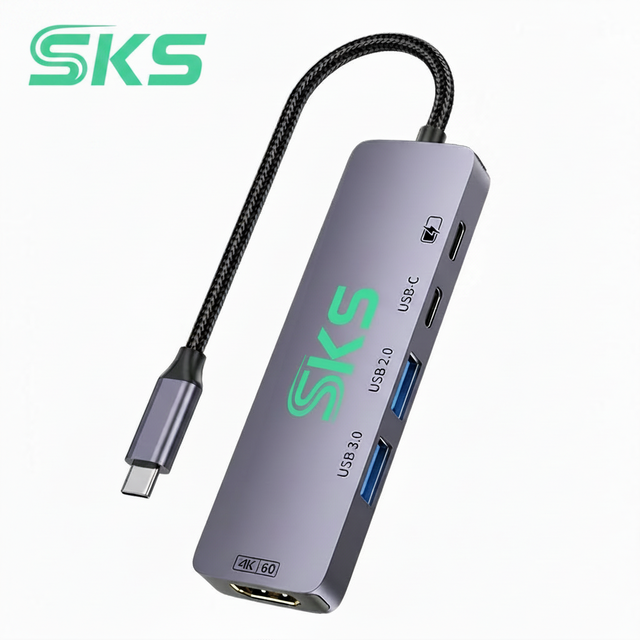 5-in-1 USB-C Docking Station Aluminum Alloy Shell 4K for 2.0 USB 3.0 100W PD Charging Multiport Adapter for Laptops in Stock