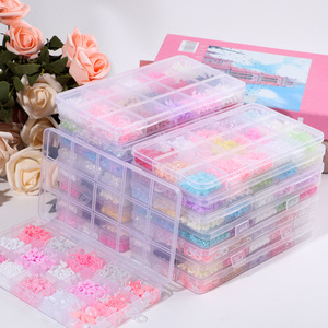 ชุดอุปกรณ์ตกแต่งเล็บแบบขายส่ง 15 ชิ้น ประกอบด้วยเรซิ่นผสมรูปโบว์ริบบิ้น ดอกไม้ห้ากลีบ หัวใจกลวงสีพีช และมุก - Product Image 4