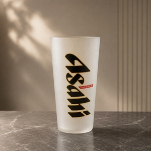 Verres à bière japonais SAPPORO Super Dry <span class=keywords><strong>ASAHI</strong></span> givrés avec inscription japonaise, ultra-fins, sans plomb, design minimaliste, foncés - Product Image 4