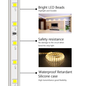 ไฟ LED แบบเส้นขนาด 5 มม. 220V 60LEDs/เมตร ไม่กระพริบ บางเฉียบ ไม่ต้องใช้ไดรเวอร์ เสียบปลั๊กใช้งานได้ทันที ติดตั้งง่าย - Product Image 5