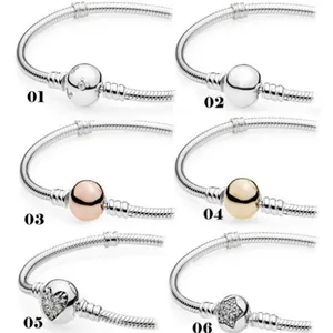 S925 Sterling Silver Charm Bracelet Round Head Densely Inlaid 5 Point Star Snake Bone Bracelet DIY Women's Bracelet