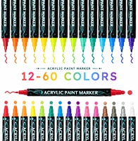 Marqueur de peinture acrylique à pointe fine, 12 couleurs, double embout (pointe fine et pointe à picots), séchage rapide, faible odeur, opaque, pour roche, bois, verre, art DIY