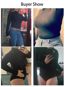 Mono acanalado XXL de alta calidad de manga larga para mujer, traje de baile de talla grande, moldeador de cuerpo, mono de una pieza para mujer - Product Image 2