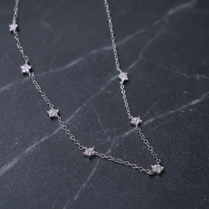 925 Sterling Silver Star <b>Charm</b> <b>Necklace</b> <b>for</b> Women Dainty Geometric Hypoallergenic Secure Clasp 16 Inches 2-inch Extension Trendy - Product Image 2
