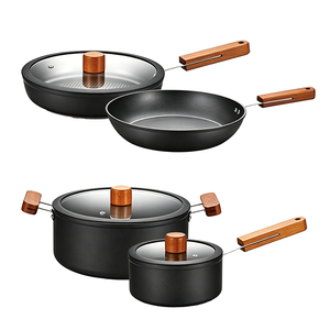 Ensemble de casseroles et poêles de cuisine de luxe de haute qualité, <span class=keywords><strong>en</strong></span> aluminium épais, avec revêtement antiadhésif <span class=keywords><strong>Tefal</strong></span>, pour cuisson à induction, wok vert - Product Image 2