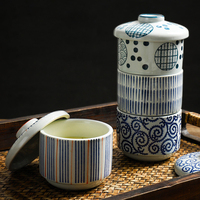 Bols à soupe miso japonais avec couvercle et cuillère Bol à riz en céramique Ensemble de bols à nouilles pour la cuisine à domicile Ensemble de 4 tasses à vapeur pour crème anglaise