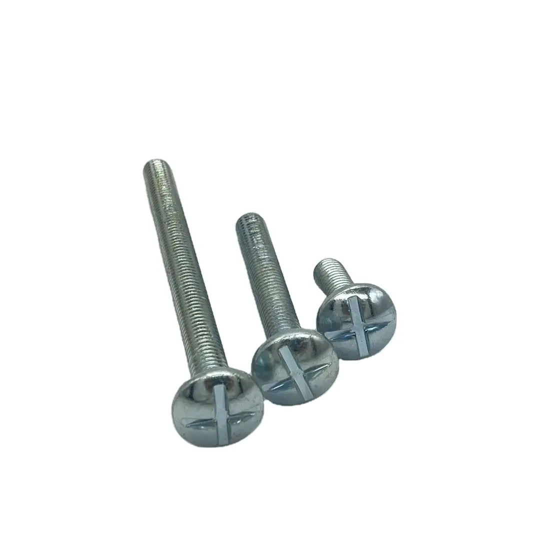 China fastener manufacturing zinc plated roofing bolt and square nut set round head with cross recessed and slotted groove