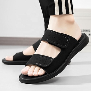 Leopard Comfort Anti-<b>Slip</b> <b>Slides</b> Open Toe EVA Outsole Soft Sole Summer Fashion Men's Sandals <b>Slip</b> Solid Color Textile Lining - Product Image 3