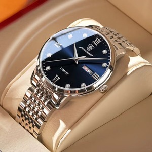 Montre-bracelet de luxe pour homme Drioshipping, bracelet en acier inoxydable, étanche, lumineuse, à quartz, boîtier en alliage, style professionnel - Product Image 4