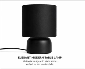 Lampe de table tactile LED en métal, 4 niveaux de luminosité, lumière chaude, abat-jour en tissu, pour chambre, bureau, salon - Product Image 1