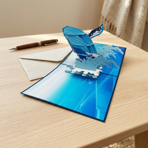 Meilleure vente Blue Whale 3D Pop Paper Card Handmade Art Vietnam Laser Cut Technology Custom Design Top Trending Birthday Gifts - Product Image 3